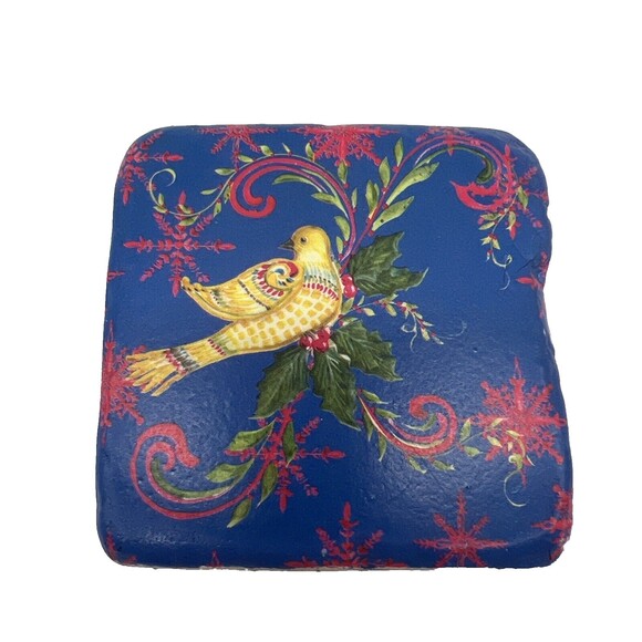 New 4 Coldwater Creek Holiday Collection HOLLY BIRD COASTERS Rustic Christmas - Picture 7 of 15